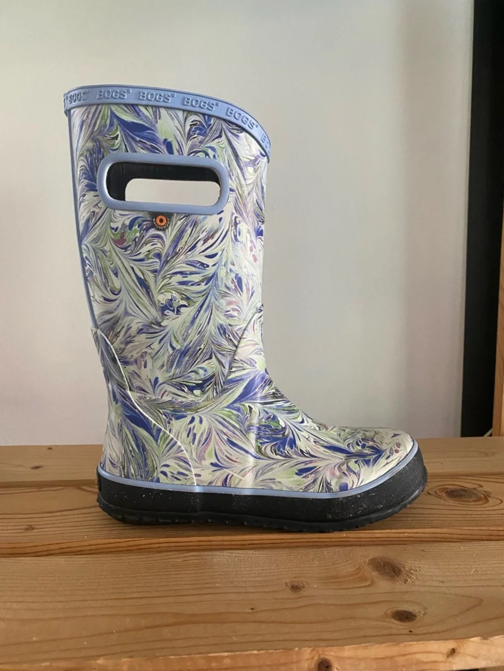 BOGS Purple Blue Periwinkle Marble Pull On Rain Boots Youth 2